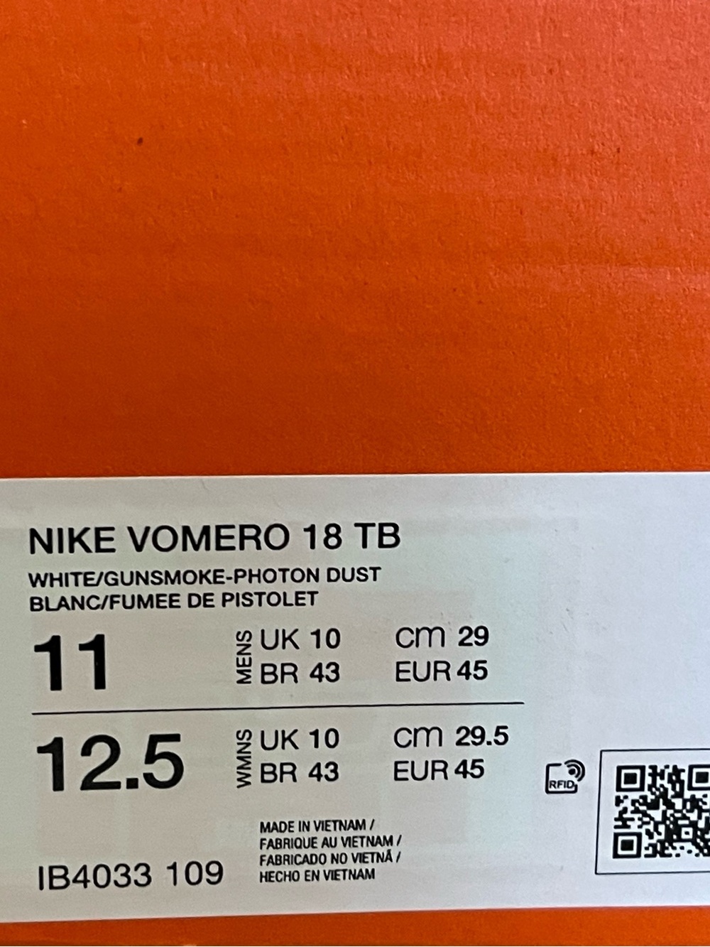 Size 11 - Nike Vomero 18 TB White Gunsmoke Running Shoes IB4033-109 Men’s NEW - Picture 10 of 10